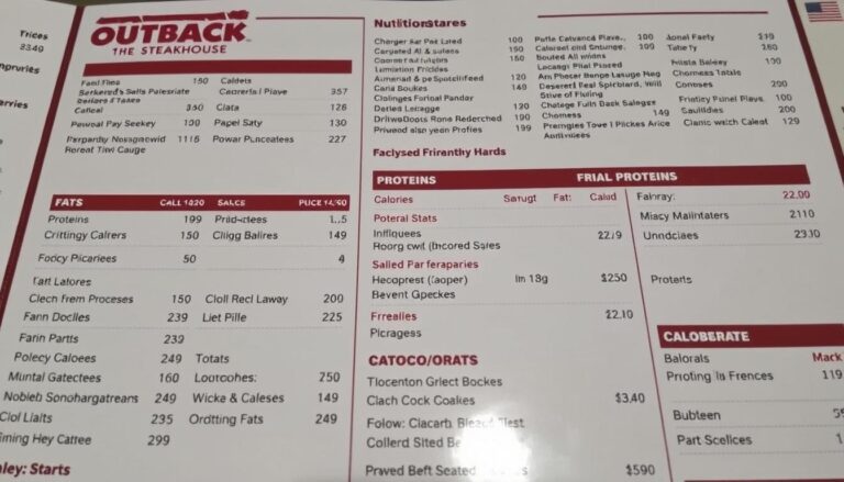Outback Steakhouse’s Nutritional Menu Items