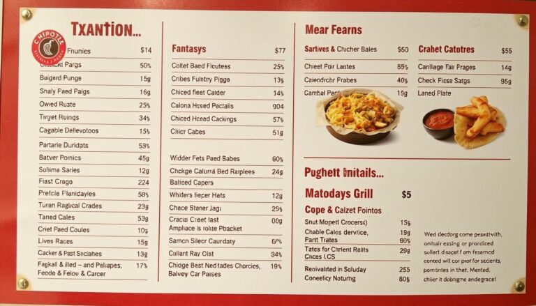chipotle mexican grill menu nutrition