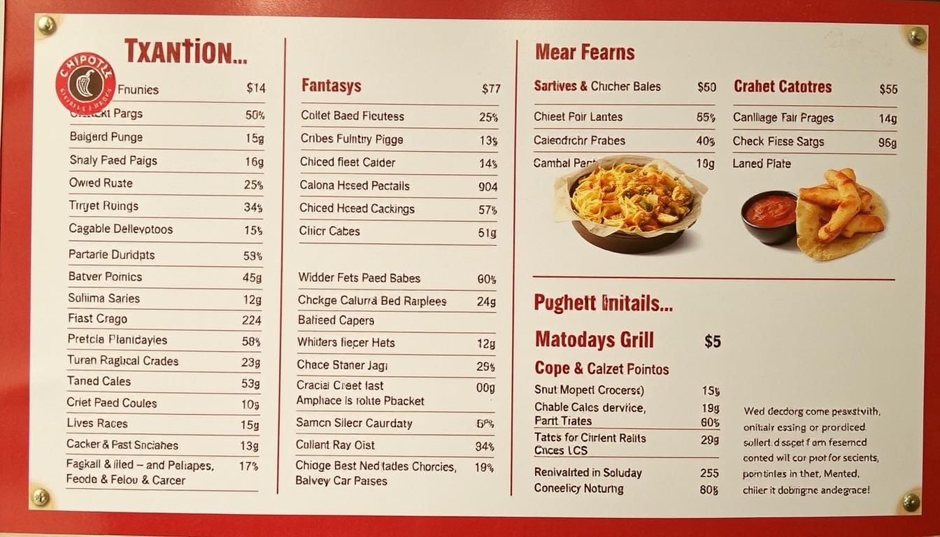 chipotle mexican grill menu nutrition